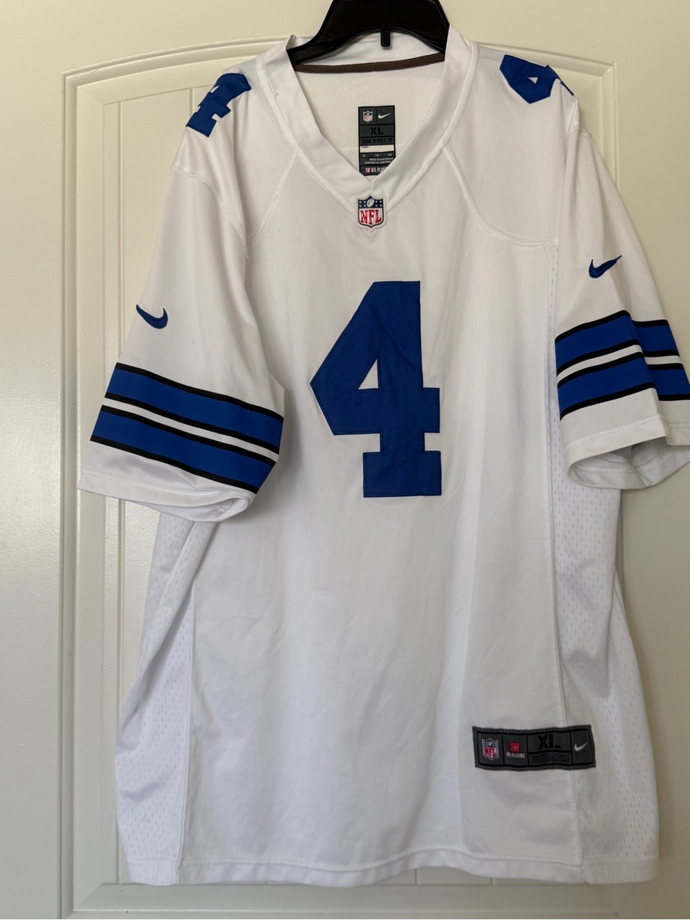 Nike NFL Dallas Cowboys Dak Prescott #4 White Jersey with Royal Blue Accents